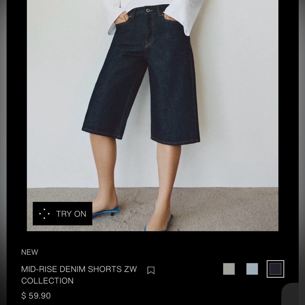 Wide-Leg Dark Indigo Denim knee length shorts